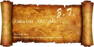 Zabolai Tádé névjegykártya